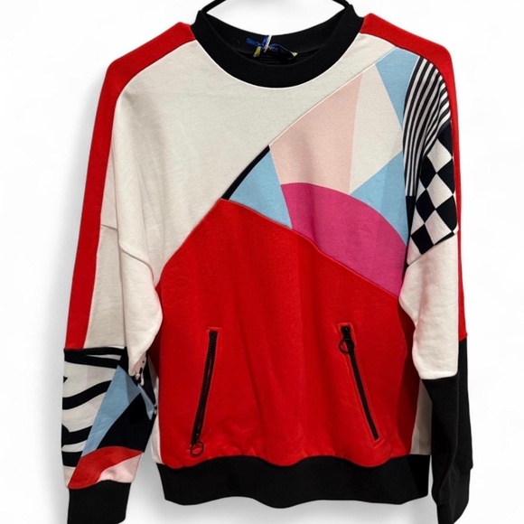 Versace Jeans Tops - Versace Jeans Damier Multicolor Cotton Graphic Sweatshirt Felpa Milo XXS